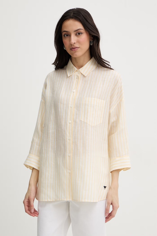 Weekend Max Mara koszula damska lniana PANETTO żółty 2615111102600