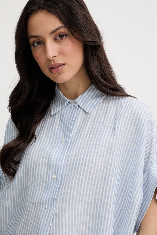 Weekend Max Mara koszula damska lniana VERVE niebieski 2615111122600