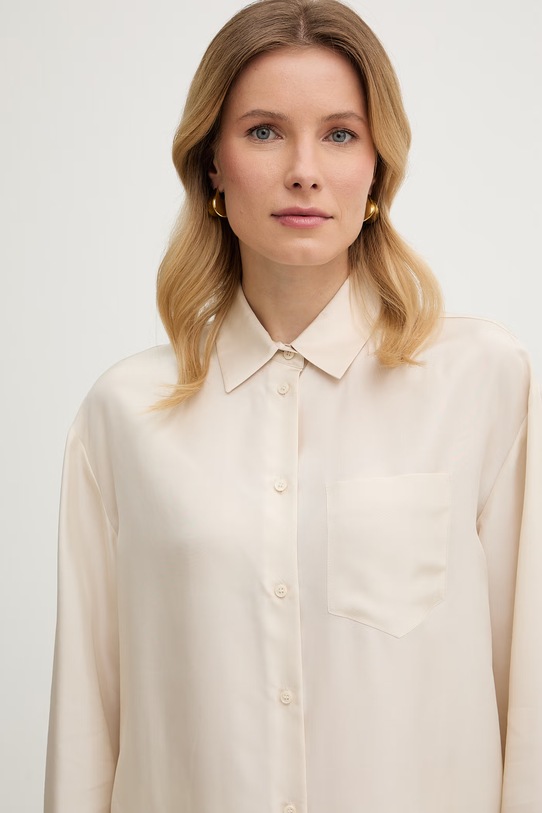 Weekend Max Mara koszula damska jedwabna EBBRI beżowy 2615191012600