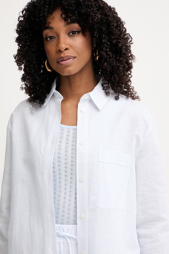 MM by Max Mara koszula damska z dodatkiem lnu ULULO biały 2616111018600