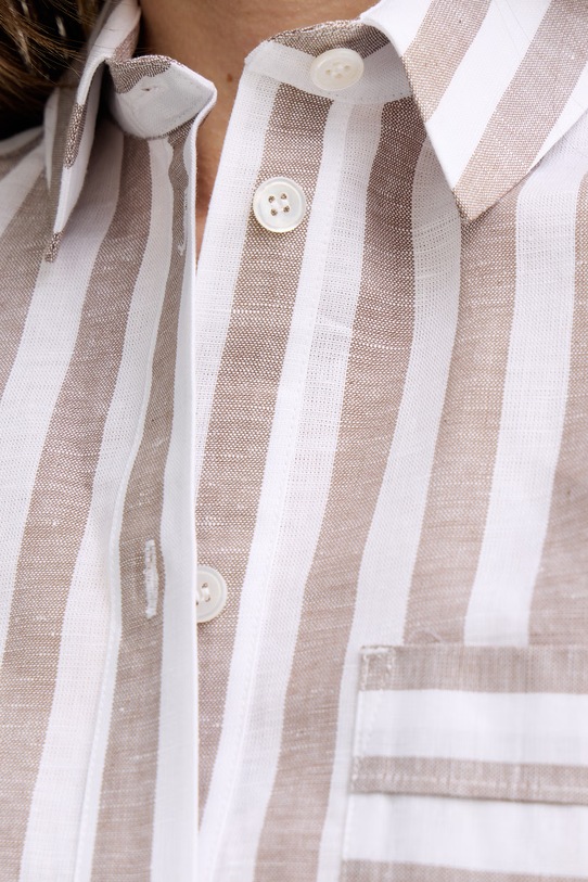 MM by Max Mara koszula damska z dodatkiem lnu ULULO 2616111018600 brązowy