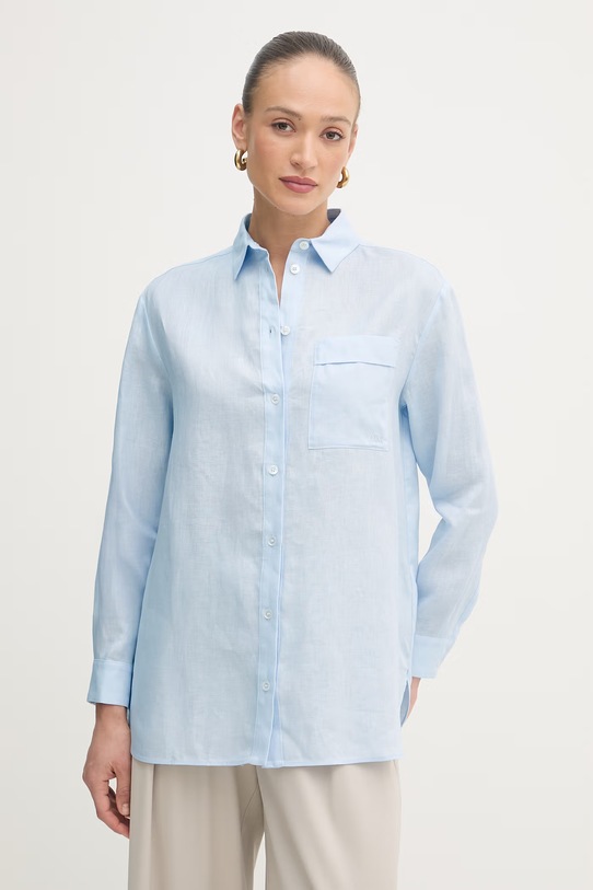 MM by Max Mara koszula damska lniana FILO niebieski 2616111028600