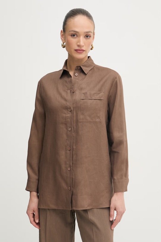 MM by Max Mara camicia da donna in lino FILO marrone 2616111028600