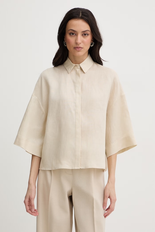 MM by Max Mara koszula damska lniana RITO beżowy 2616111038600