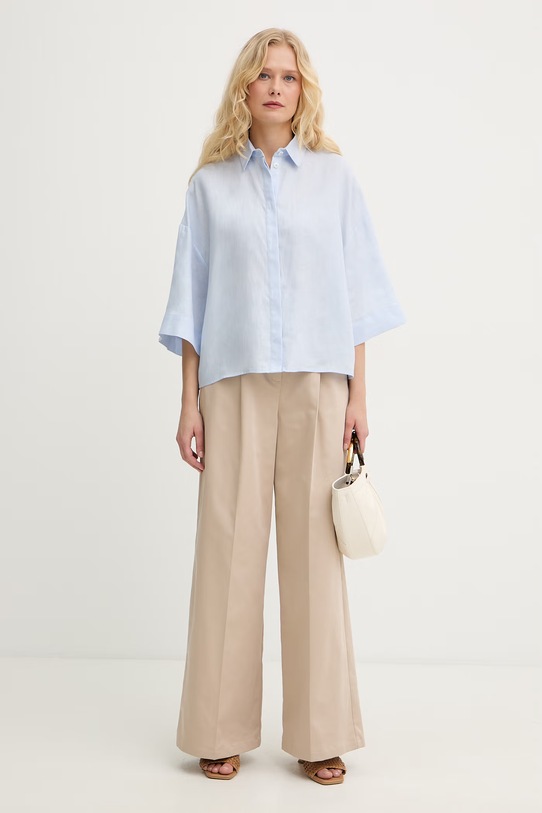 MM by Max Mara koszula damska lniana RITO 2616111038600 niebieski SS26