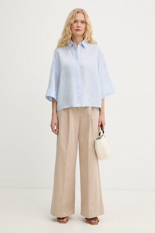 MM by Max Mara koszula damska lniana RITO 2616111038600 niebieski SS26