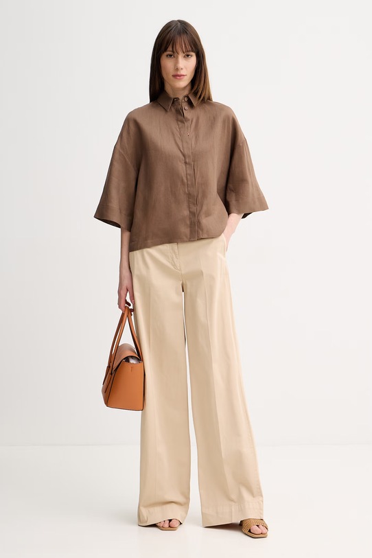 MM by Max Mara koszula damska lniana RITO 2616111038600 brązowy SS26