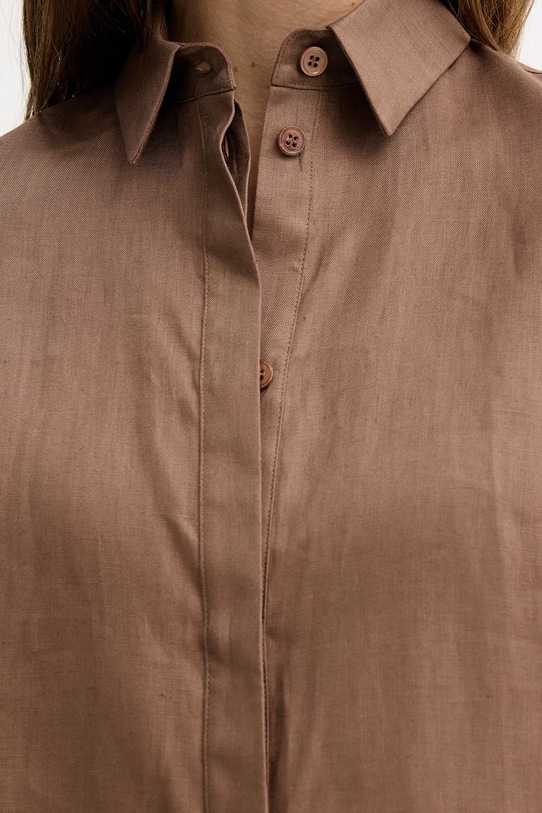 MM by Max Mara koszula damska lniana RITO 2616111038600 brązowy