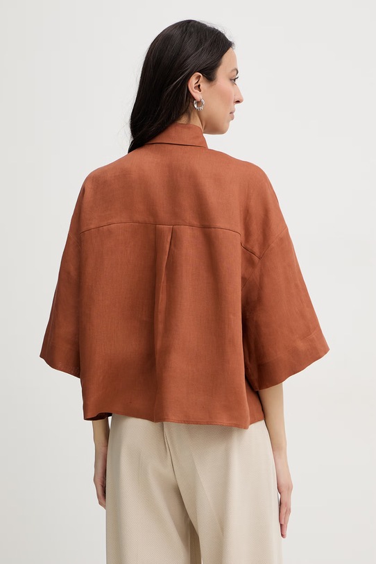 Odzież MM by Max Mara koszula damska lniana RITO 2616111038600 brązowy