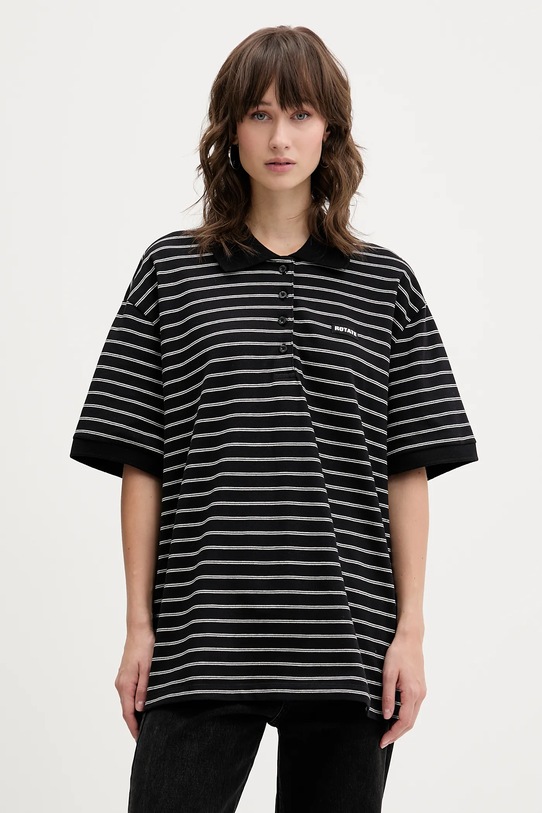 Rotate polo bawełniane wzorzyste czarny 115643000