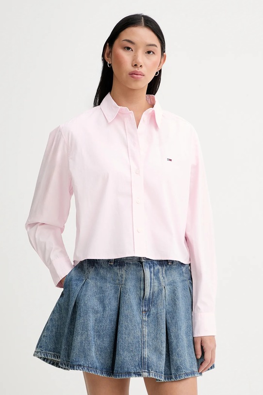 Tommy Jeans koszula bawełniana klasyczny różowy DW0DW22078