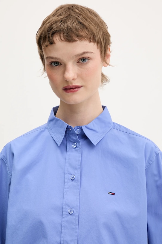 Βαμβακερό πουκάμισο Tommy Jeans μπλε DW0DW22078