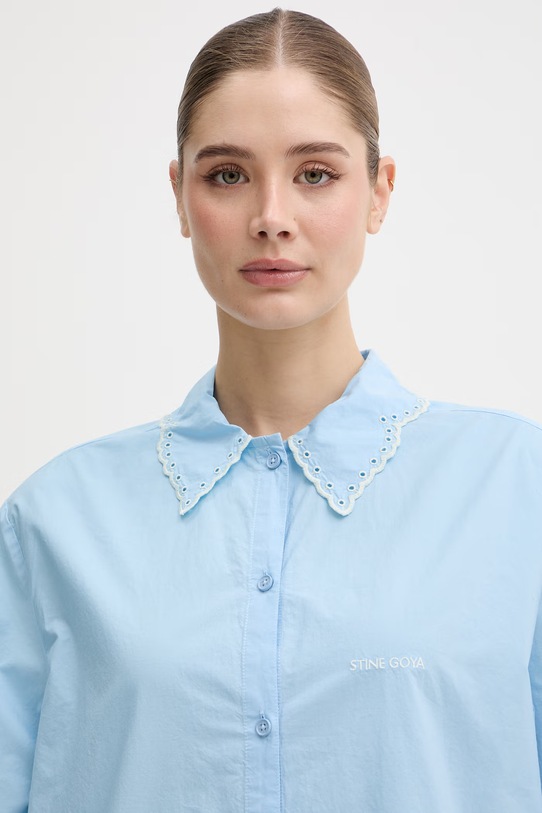 Stine Goya koszula damska bawełniana niebieski SG.SS26.T187.2499