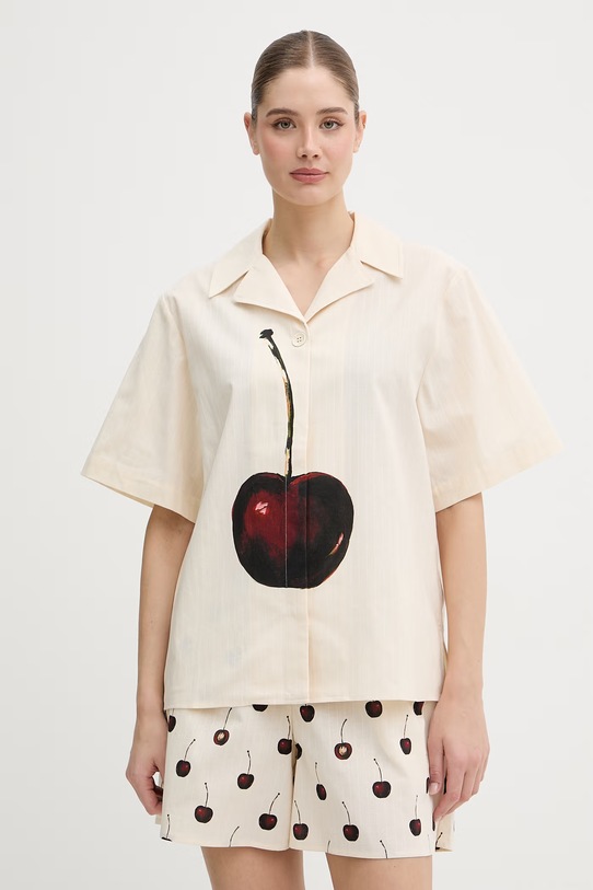 Stine Goya koszula damska bawełniana beżowy SG.SS26.T192.2339