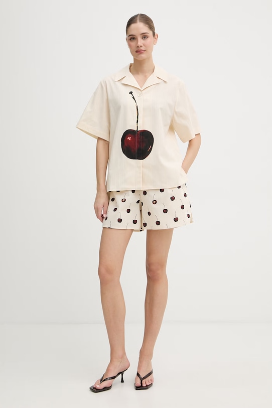 Stine Goya koszula damska bawełniana SG.SS26.T192.2339 beżowy SS26