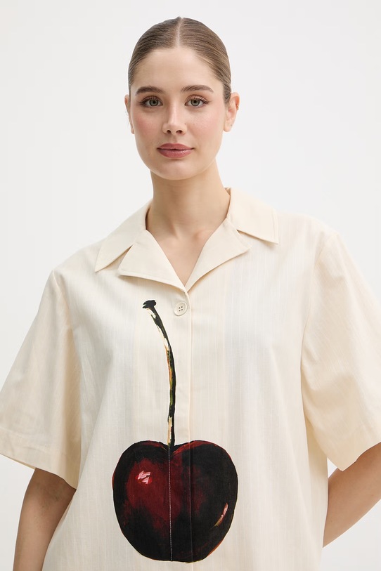 Stine Goya koszula damska bawełniana beżowy SG.SS26.T192.2339