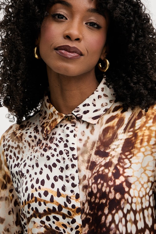 Marciano by Guess košeľa dámska z viskózy MELISSA hnedá G6GH09.W1949