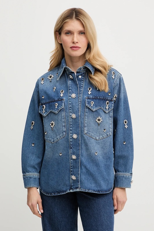 AllSaints koszula jeansowa bawełna granatowy W121PD