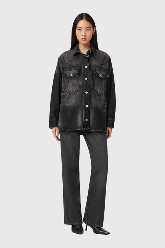 Odzież AllSaints koszula jeansowa W094PD czarny