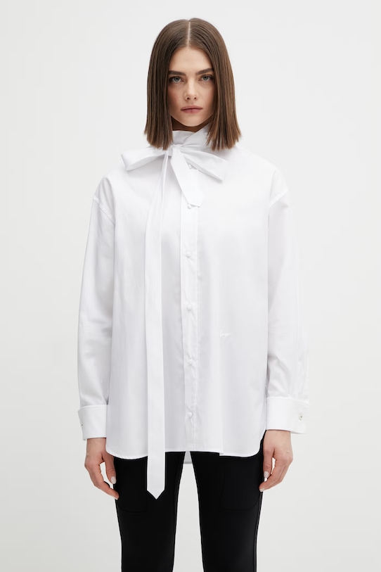 Kenzo koszula bawełniana gładkie biały FG52CH2799LF