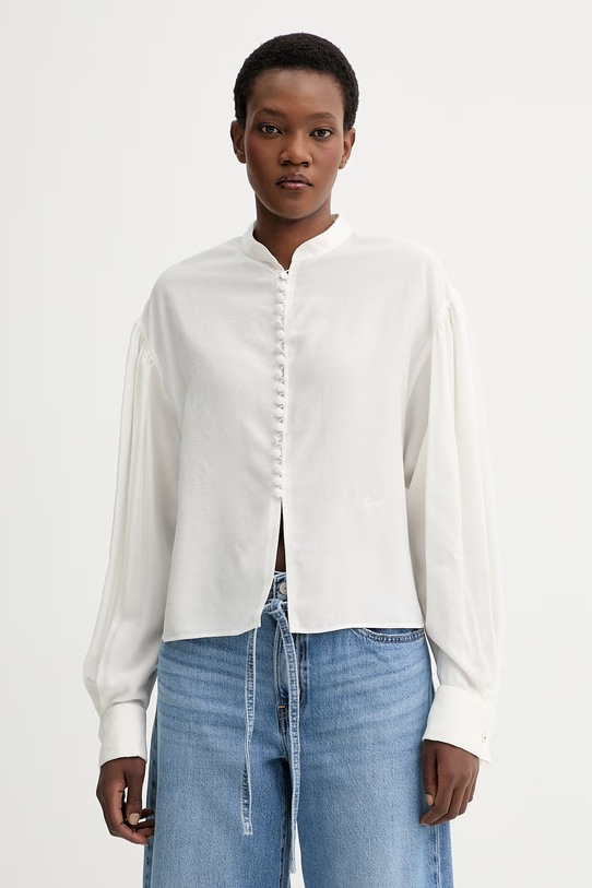 Košulja s primjesom svile Kenzo relaxed bež FG52CH2829KA