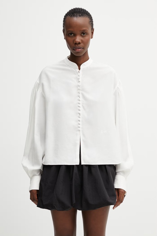 Рубашка с примесью шёлка Kenzo гладкий бежевый FG52CH2829KA