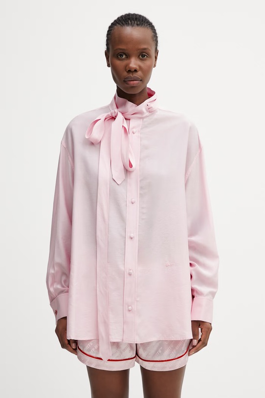 Kenzo сорочка з домішкою шовку жіноча рожевий FG52CH2799KA