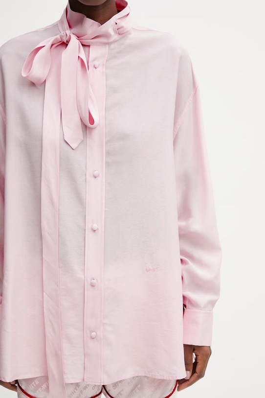 Kenzo сорочка з домішкою шовку жіноча рожевий FG52CH2799KA