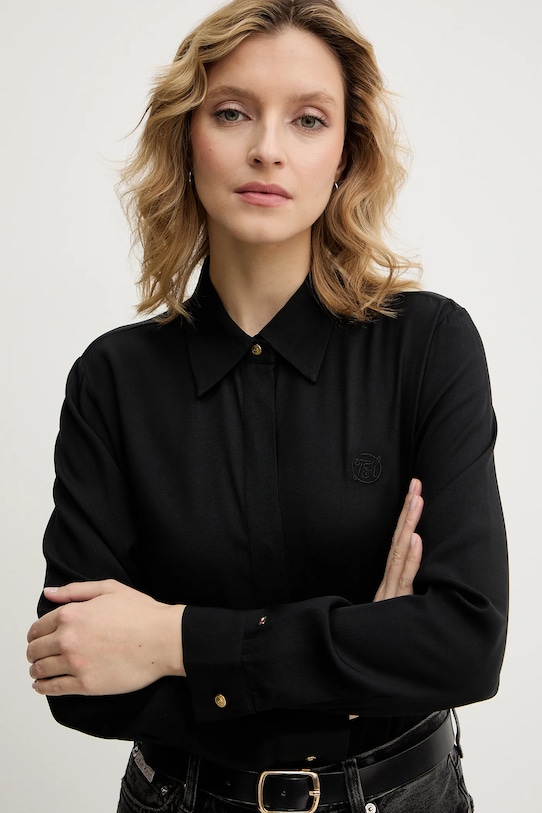 Πουκάμισο Tommy Hilfiger μαύρο WW0WW48180