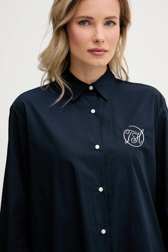 Bavlněná košile Tommy Hilfiger námořnická modř WW0WW48190