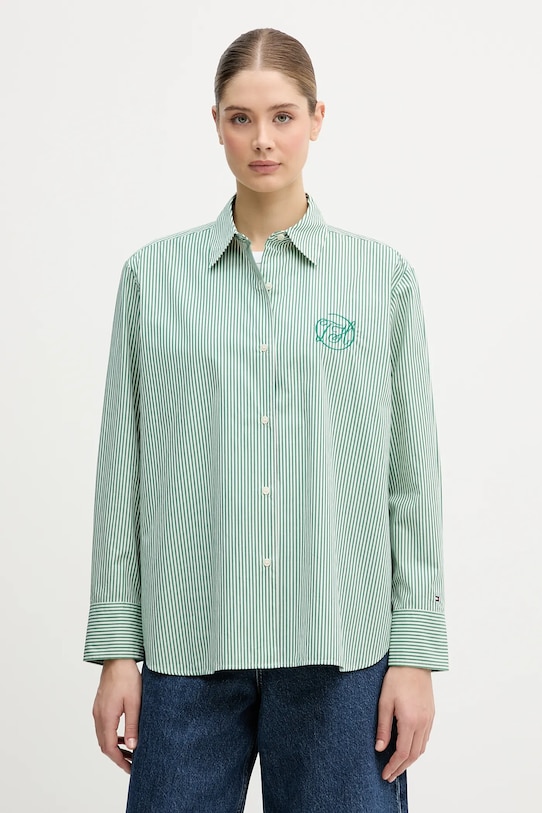 Tommy Hilfiger koszula bawełniana bawełna zielony WW0WW48190