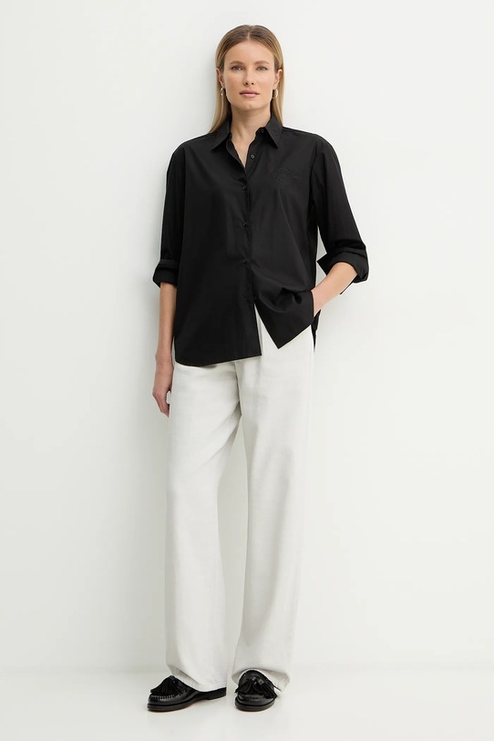 Tommy Hilfiger koszula bawełniana WW0WW48190 czarny SS26