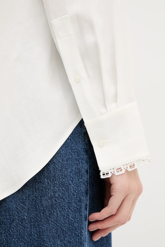 Tommy Hilfiger koszula z domieszką lnu WW0WW48654 beżowy