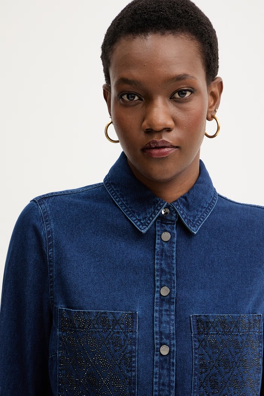 Rifľová košeľa Guess MONIQUE modrá W6RH82.D6841