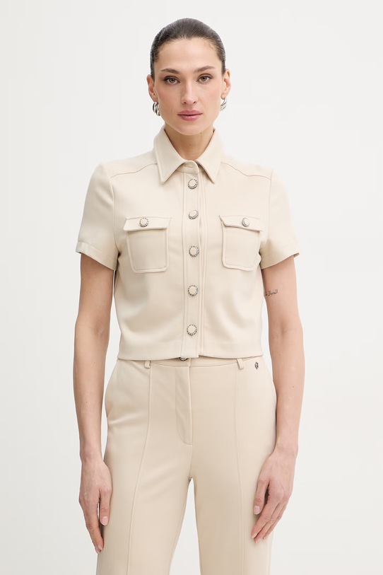 Guess koszula OLGA z elastanem beżowy W6RH83.KCMU2