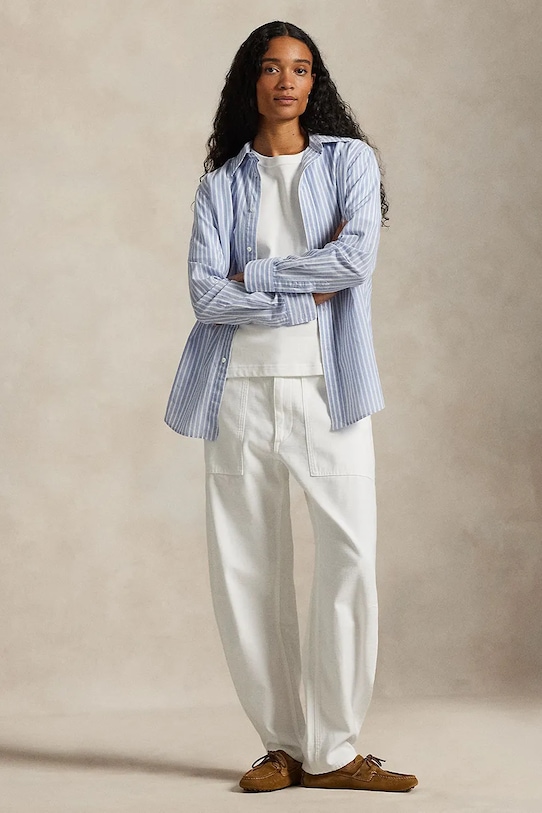 Odzież Polo Ralph Lauren koszula z dodatkiem lnu 211971514 niebieski