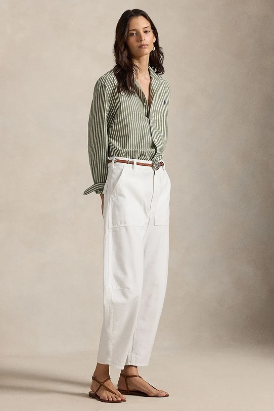 Odzież Polo Ralph Lauren koszula z dodatkiem lnu 211971514 zielony