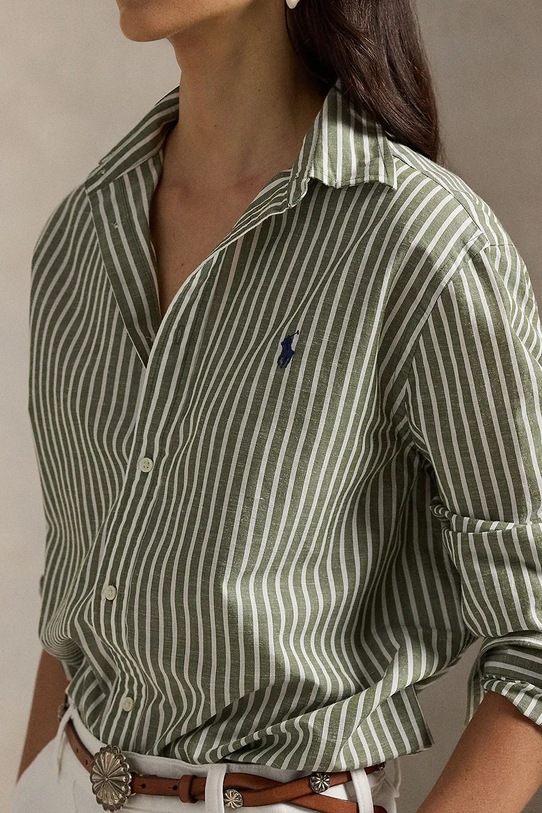 Polo Ralph Lauren koszula z dodatkiem lnu zielony 211971514