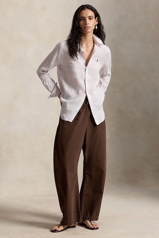 Ρούχα Πουκάμισο από λινό Polo Ralph Lauren 211A96158 ροζ