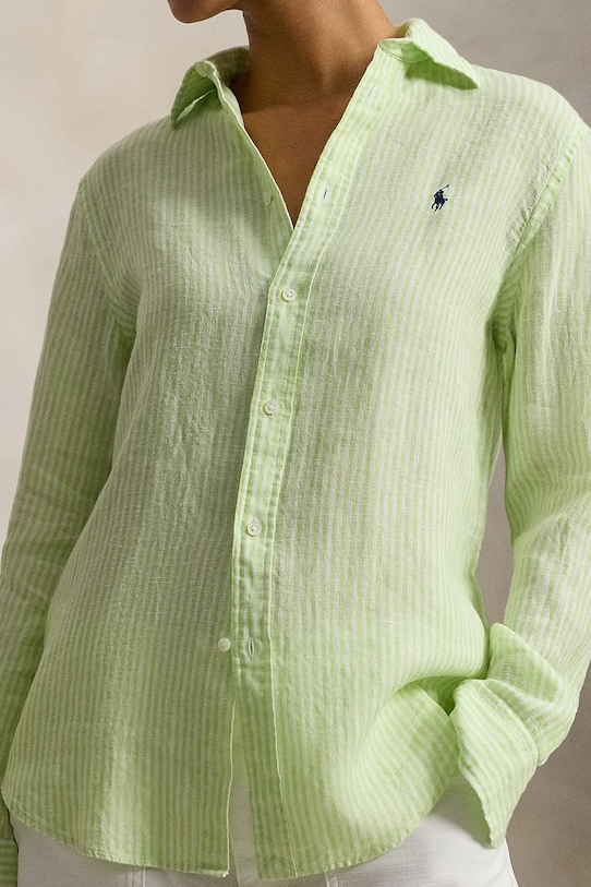 Polo Ralph Lauren cămașă de in verde 211A96158
