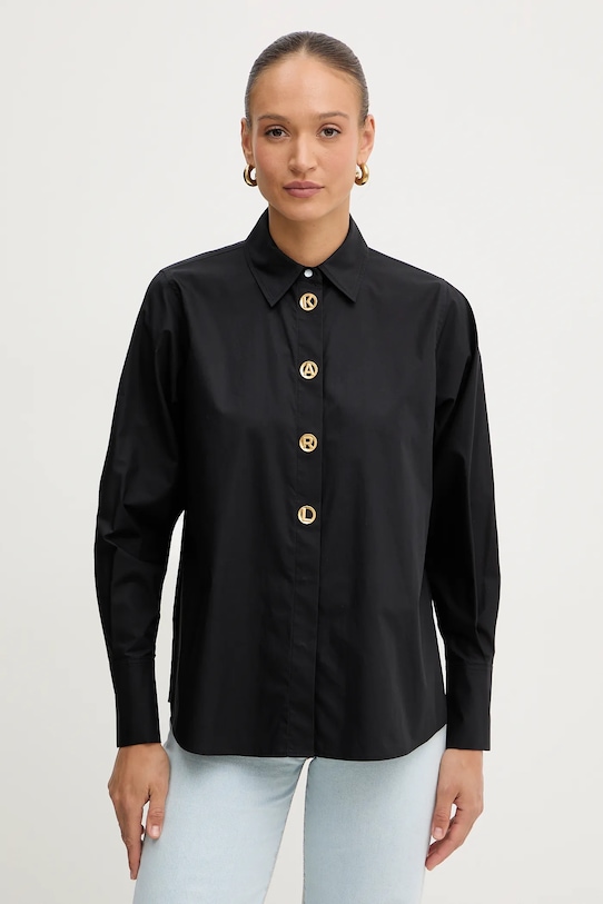 Karl Lagerfeld koszula bawełniana bawełna czarny B1W11012