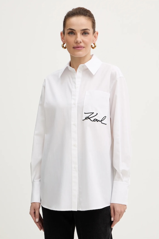 Βαμβακερό πουκάμισο Karl Lagerfeld casual λευκό B1W11013