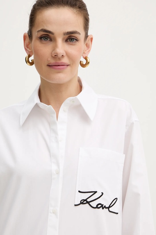 Βαμβακερό πουκάμισο Karl Lagerfeld λευκό B1W11013
