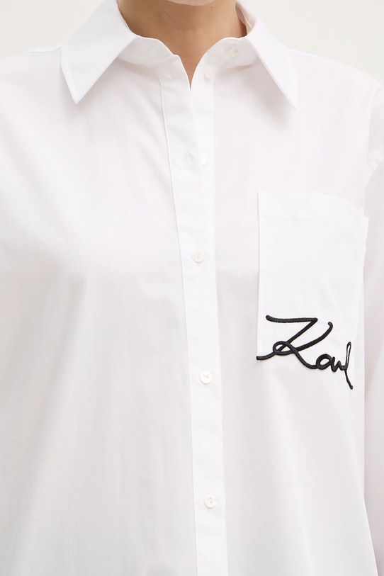 Βαμβακερό πουκάμισο Karl Lagerfeld B1W11013 λευκό