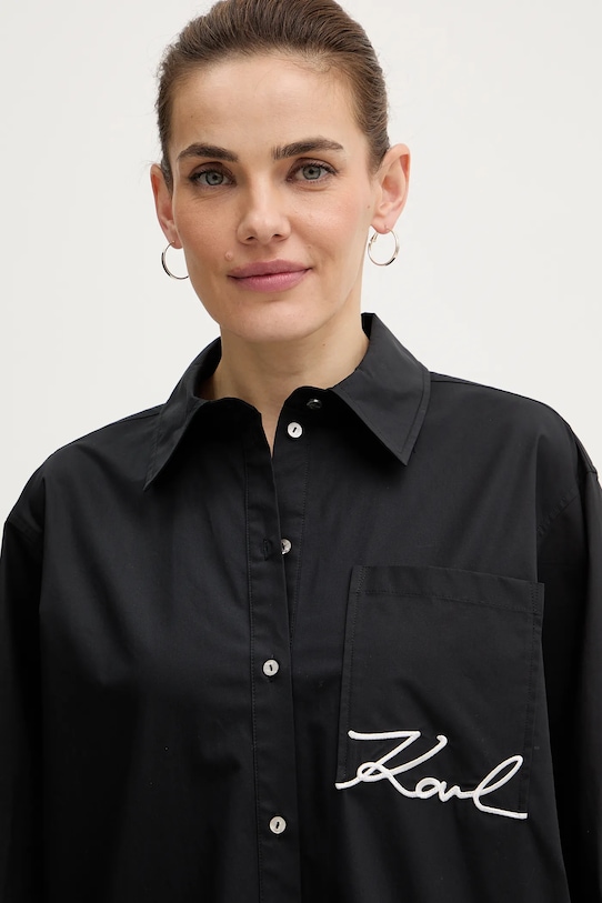 Karl Lagerfeld koszula bawełniana czarny B1W11013