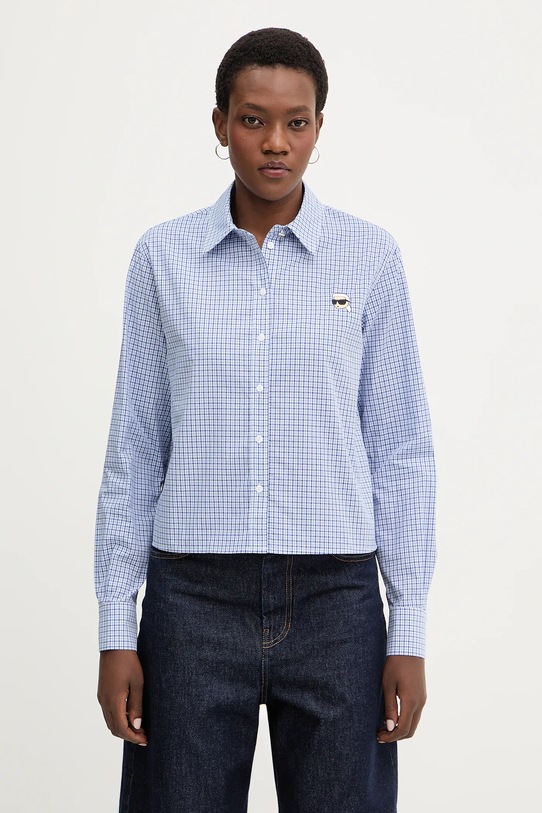 Памучна риза Karl Lagerfeld IKON стандартна син B1W11020