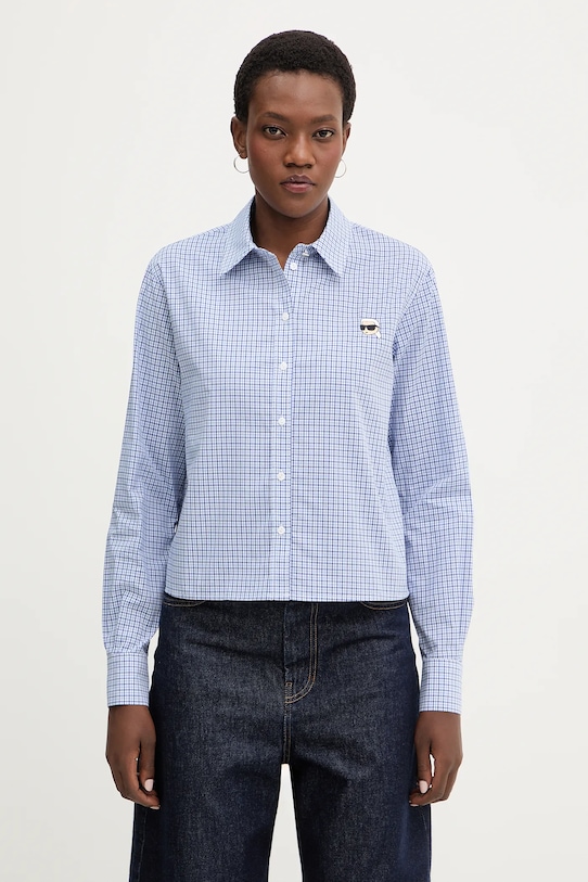 Памучна риза Karl Lagerfeld IKON стандартна син B1W11020