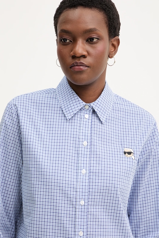 Памучна риза Karl Lagerfeld IKON син B1W11020