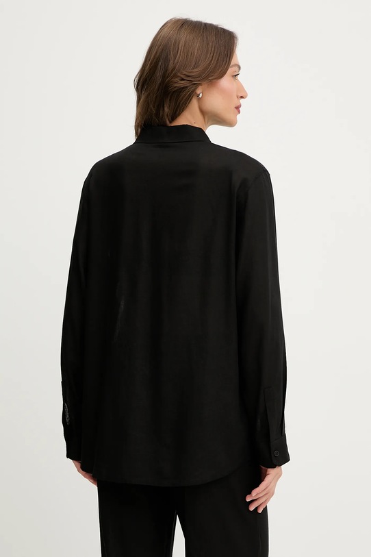 Odzież Karl Lagerfeld koszula plażowa z domieszką lnu HOTEL KARL B1W46032 czarny