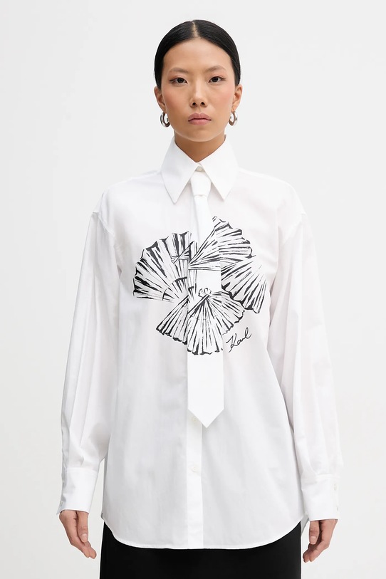 Karl Lagerfeld koszula bawełniana nadruk biały B1W11002